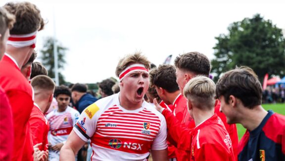 Rugby player cheering